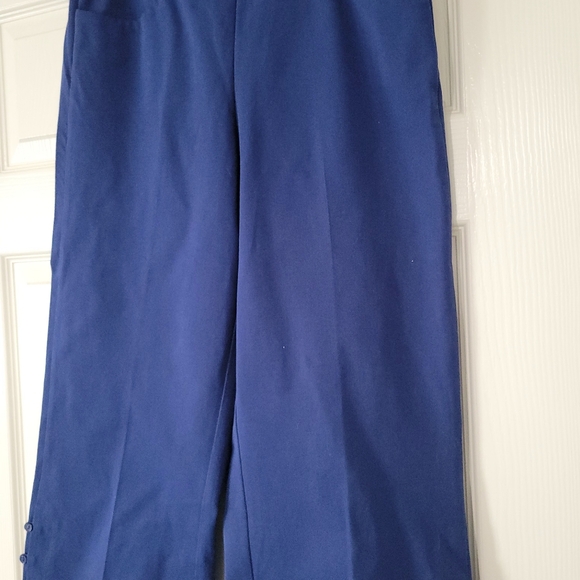 Isaac Mizrahi Live! Stretch Crop Wide Leg Pants Royal Navy 12P New With Tags - Picture 2 of 5